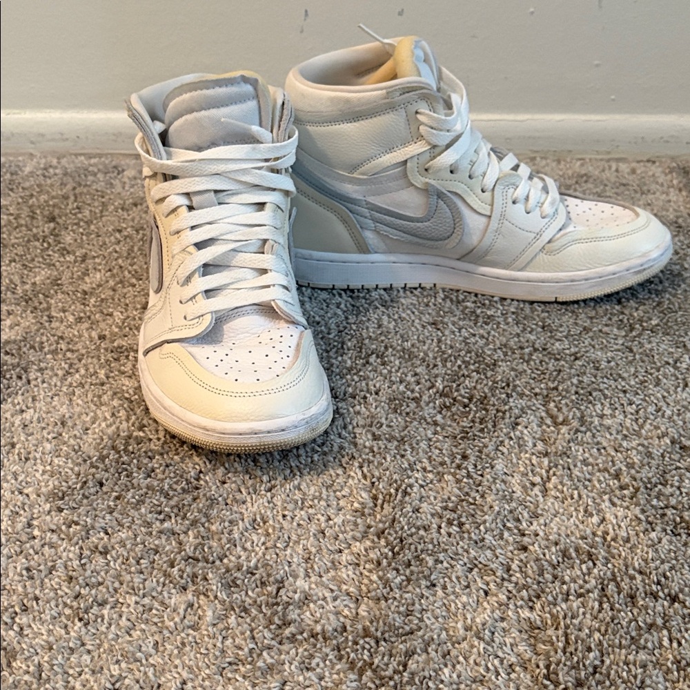 Nike Jordan Cream and Gray High-Top Sneakers